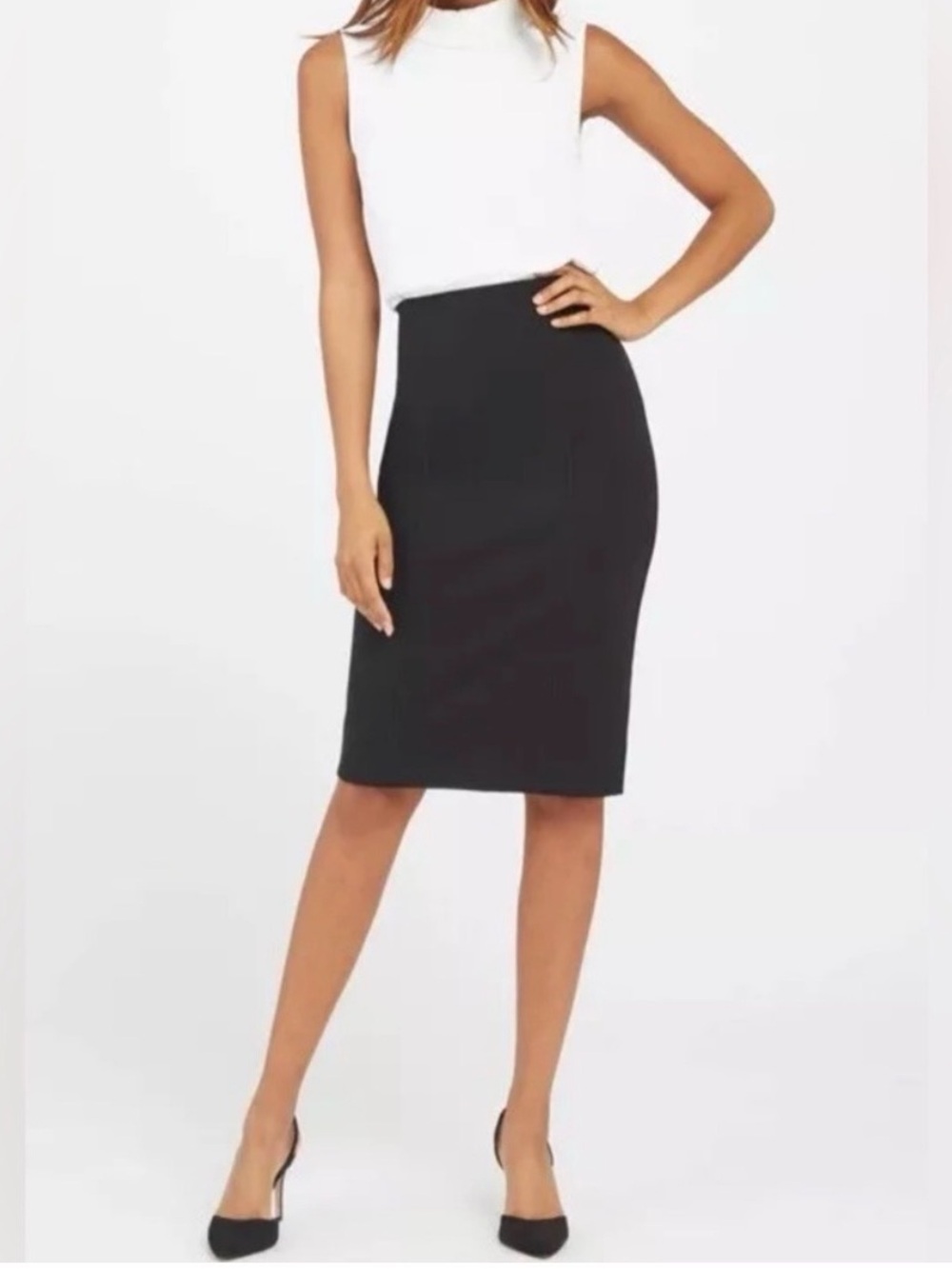 NWT SPANX The Perfect Black Ponte Pencil Skirt in Black Women’s Small